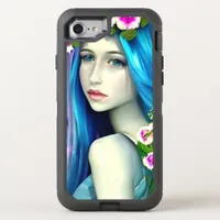 Pretty Ethereal Girl with Blue Hair OtterBox Defender iPhone SE/8/7 Case