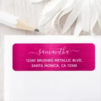 Hot Pink Brushed Metallic Elegant Name Label