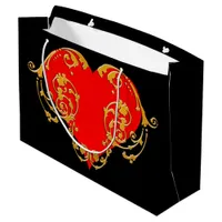 Bold Romantic Valentine Red Goth Heart  Large Gift Bag