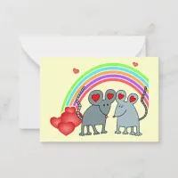 Mice in Love Rainbow Valentines Mini Kids Cards