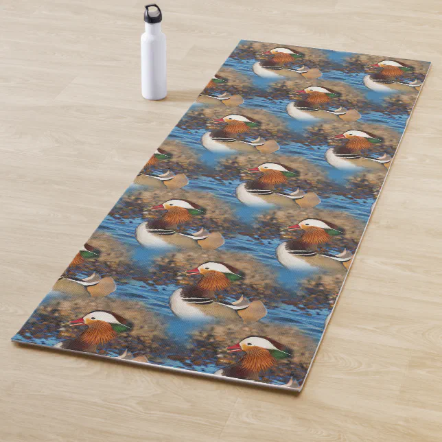 Beautiful Chatty Mandarin Duck on the Lake Yoga Mat