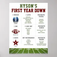 1st Birthday Milestone Football | First Year Down Poster