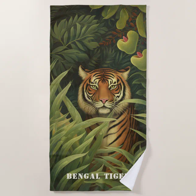 Bengal Tiger Digital Art Beach Towel