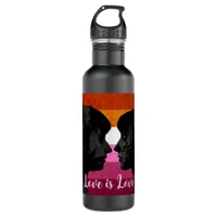 Lesbian Flag with Two Woman Silhouettes  Stainless Steel Water Bottle