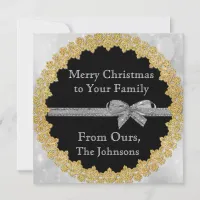 Personalize this Gold and Silver Christmas Card