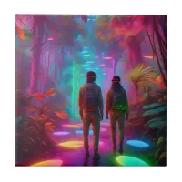 Out of this World - Virtual Reality Neon Jungle Ceramic Tile