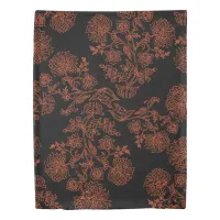 Black And Brown Floral Twin Size Duvet Cover