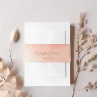 Soft Romantic Peach Pastel Wedding Invitation Belly Band