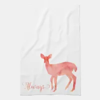 Always Pink Watercolor Doe Deer Towel