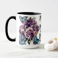 Purple Flowers and Butterflies Prayer Quote Mug