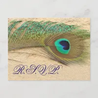 peacock blue  Wedding rsvp card