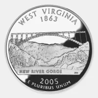 Faux West Virginia State Quarter Classic Round Sticker