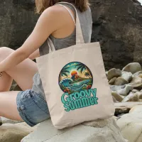 Groovy Summer Tropical Sunset Tote Bag