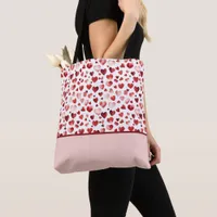 Watercolor Red Hearts Valentine's Day Color Block Tote Bag