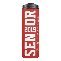 Personalized Senior Block Letter Class of 2019 Red Thermal Tumbler