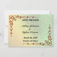 Autumn Shades Green Yellow Save the Date Card