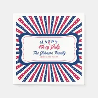 July 4th Custom American Family Summer BBQ Party Napkins