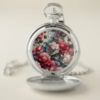 Timeless Rose Floral Charm Pocket Watch