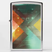 Seventies Orange Abstract Techno Triangles Zippo Lighter