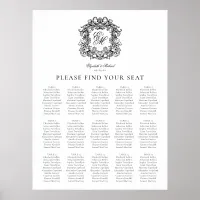 Elegant Monogram Crest Wedding Seating Chart
