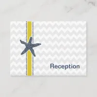 Navy and Yellow Starfish Beach Wedding Stationery Enclosure Card