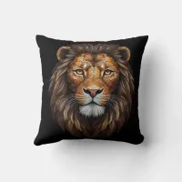 Mosaic Lion Portrait stained glass effect designer Throw Pillow
