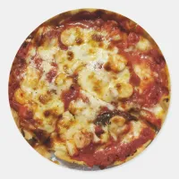 Deep Dish Shrimp and Cheese Pizza Food Classic Round Sticker