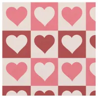 Cute Pink and Red Checkered Hearts Pattern Fabric