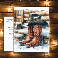 Cowboy Boots on the Front Porch on a Winter Day Holiday Postcard