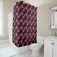 Beautiful Plants in Pink Pots Black Background Shower Curtain