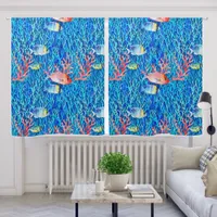 Blue Water, Fish and Coral Oceanic  Blackout Curtains