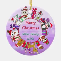 Festive Christmas Gingerbread, Snowman, Cats, Elf  Ceramic Ornament