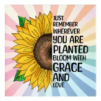 Inspirational Quote and Hand Drawn Sunflower Acrylic Print