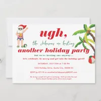 Funny Beach Christmas In July Santa Beer Party Invitation