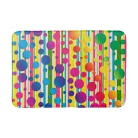 [Beatnik Bubbles] Retro Polka Dot Striped Rainbow Bath Mat