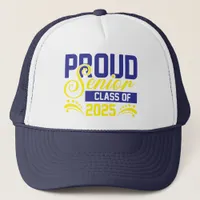 Proud Senior Class of 2025 Blue and Gold T-Shirt Trucker Hat