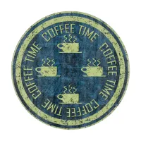Coffee Time Lime Green on Blue Cutting Board