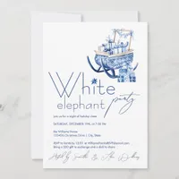 Minimalist Hygge Blue Christmas White Elephant Invitation