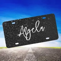 Black Glitter Bokeh Photo Brush Stroke Calligraphy License Plate