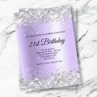 Faux Sparkly Silver Glitter Lavender Satin Foil Invitation