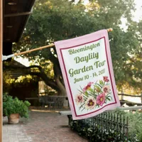 Garden Tour or Event Pink Daylily Customizable House Flag