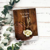 Cowboy Boots, Daisies, Horse Bit Western Wedding Invitation