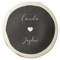 Black and White Love Heart Romantic Customizable Sugar Cookie