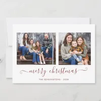 Simple Red Script Merry Christmas Photo Holiday 