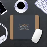 Simple Black Gold Monogram Mouse Pad