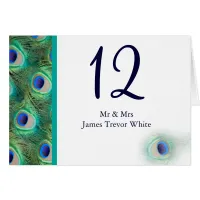 peacock wedding table seating card