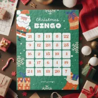 Green White Christmas Bingo Jigsaw Puzzle