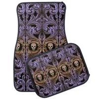 Goth Purple Ornament With Skull Car Floor Mat