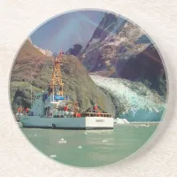 Alaskan Mountain View with Boat Drink Coaster