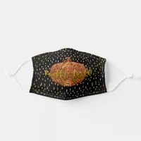 Hello Fall Autumn Glitter Pumpkin + Metallic Gold Adult Cloth Face Mask